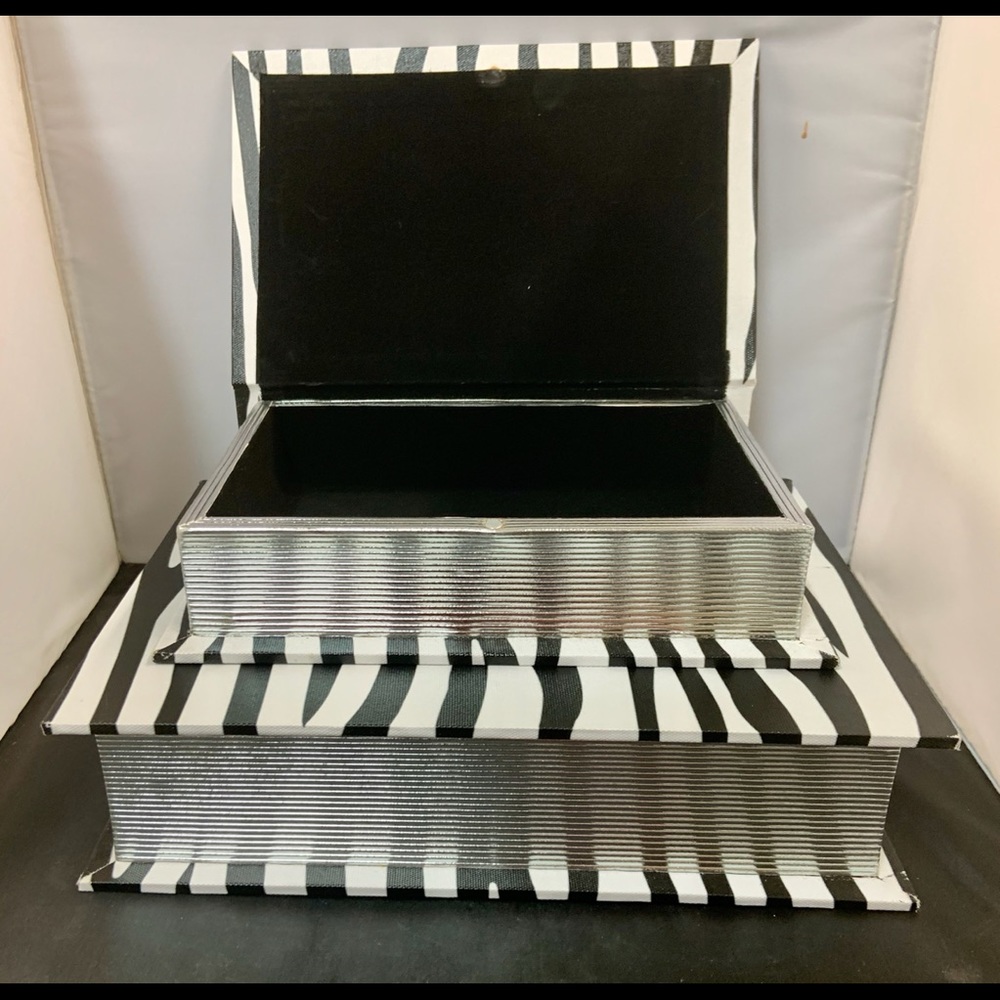 Set of Zebra Print Nested Jewelry Boxes